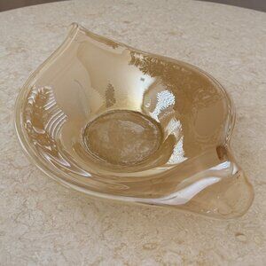 Vintage Lavorazione Murano Honey Swirl Hand Blown Art Glass Bowl